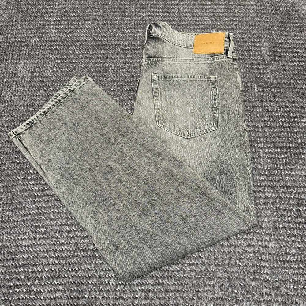 & Denim Womens Jeans US 14 Gray Acid Wash Baggy Low Waist Relaxed Fit